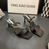 Breakj The Summer Of 2025, The New Fine Heel With A Sexy Water Drill Black Sandals Wear High-Heeled Buckle With Cold