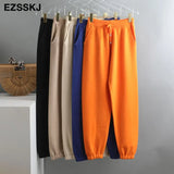 Women Elastic Waist Drawstring Trousers Thick Track warm sweater Pants Autumn Winter Sport swear Women'S Pants