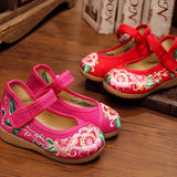 Breakj Shoe Box Girls Embroidered Cloth Shoes, Flat Single Shoes, Children's