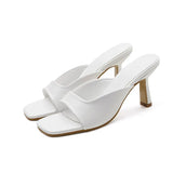 Women Summer 8.5cm High Heels Blue Purple Slides Mules Sandals Lady Slippers Designer Peep Toe Thin Heels Fetish Prom