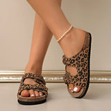Breakj Women's Shoes New 2025 Explosion Fashion Temperament Leopard-Print Metal Buckle Tide To The Ring A Word Of Cool