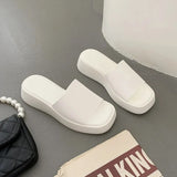 Women Thick Bottom Wedge Heel Outer Wear 2023 Summer New White Fashion Muffin Flat Bottom Solid Color Women's