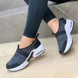 Casual Shoes Solid Color Knitted Mesh Air Cushion Sneakers Comfortable and Lightweight Outdoor Non-slip Running