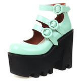 Female Mary Janes Pumps Brand Candy Color Buckle High Heel Platform Women Pumps Elegant Fashion Cool Pumk Goth