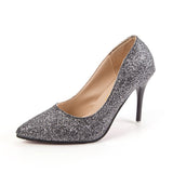 Breakj Spring Leek Women's High Heels Sexy Water Drill Design Small Pointed Wedding Shoes Bridesmaid