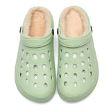 Winter Men Clogs With Fur Fashion Khaki Black Blue Plush Warm Mule Clogs Slippers Sandals Garden Fur Clogs Garden