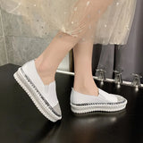 Shining Crystal Plus Size 36-43 Loafers Women Spring Summer 2020 Slip on Platform White Sneakers Shoes Woman Casual