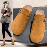 Breakj Female New Large Size Baotou Spring And Summer Fashion Outside Wear Flat Flat With Cork Lazy Slippers