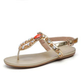 Golden Flat Rhinestone Clip Toe Beach Sandals Summer Flip Flops Woman Casual Female Shoes Ladies Fashion 2021