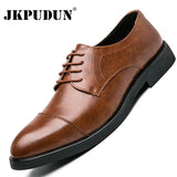 Leather Formal Men Shoes Lace Up Men Loafers Office Oxford Men Dress Shoes Wedding Shoes Zapatos Hombre Plus Size
