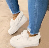 New Winter Ankle Boots Cow Suede Leather Snow Boots Plush Natural Fur Warm Slip-on Ladies Shoes Flats Plus Size