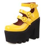 Female Mary Janes Pumps Brand Candy Color Buckle High Heel Platform Women Pumps Elegant Fashion Cool Pumk Goth