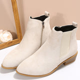 Breakj Women's Boots New Square With Large Size Women's Boots Velvet Fashion Boots Side Zippered Tips Short