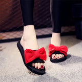 Shoes Summer Bohemia Floral Beach Sandals Pink Bow Slippers Flip Flops For Women Platform Sandals Beach Slippers