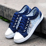 Women Lace-up Canvas Flats Woman Lace Vulcanized Female Summer Casual Breathable Sneakers Ladies Fashion Shoes