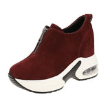 Sneakers Women Thick Bottom Wedges Vulcanized Shoes High Heels Ladies Spring Footwear Suede Leather Female Shoes