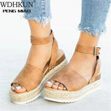Women Sandals Soft Leather Wedges Shoes Women Espadrilles Platform Sandals Female 4cm High Heels Sandals Summer Chaussures