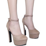 Women's Shoes Hollow Black High Heel Waterproof Table 14Cm Spot Shallow Mouth Thick Heels High