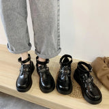 Lolita Shoes Mary Jane Pu Leather Jk Love Girl Student Kawaii Sweet Round Head Waterproof Black Shoes Anime