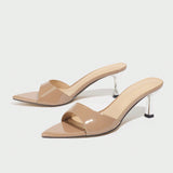 Breakj Women's High-Heeled Sandals One-Word Wide-Faced Muller Elegant Pointed Comfortable Kitten And Four-Season Night Party Women's