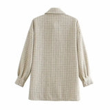 Chic Pearls Button-up Shirt Jackets Women Fashion Lapel Collar Pockets Jackets Coats Girls Casual