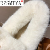 Boots 2020 Winter New Rhinestone Bow Flat-bottomed Fashion Korean Version Cover Foot Students Maomao Cotton
