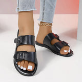 Breakj Cool Drag Female Wear 2024 Summer Large Size Square Button A Word Lazy Beach Slippers