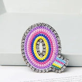 Jewelry 26 English DIY Name Letters Alphabet Rainbow Embroidery with Pin Ouch Beeding Womens Brooches Patches