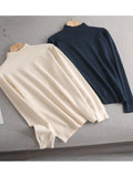 Loose soft solid color turtleneck Sweater Pullover Women Casual Long Sleeve chic bottom Sweater Female Jumpers