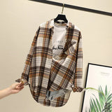 Blouses Shirts Tunic Womens Tops 2020 Long Sleeve Clothing Button Up Down Plaid New Fashion Autumn Turn-down Collar