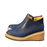 Breakj Slope And Short Boots Women 2025 Autumn And Winter New Flat Bottom Zipper Round Head Solid Color Bare Boots Thick Bottom Leather