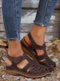 Breakj Octopus Sandals Women Velcro Paste Hollow Car Stitches Baotou Octopus Roman Sandals Women
