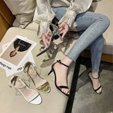 Breakj Summer New Korean Version Fine Heel With High Heels Sexy Open Toe Simple High Heel Word Button Sandals