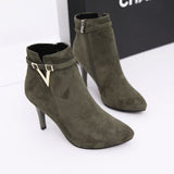 HOT Sale Autumn Stiletto Thin High Heels Zipper Style Sexy Womens Boots Bota Feminina Pointed Toe Faux Leather Red Ankle Boot