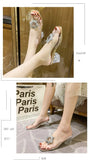 Summer Slippers Women Shoes Woman New Clear Transparent Crystal Mules Bow Knot Thick High Heels Sexy Ladies Shoes Plus Size