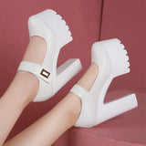 Model Training Special High-Heeled Women Large-Size Thick-Heeled High-Heel Velcro Cheongsam Catwalk Show Single-Shoe