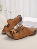 Breakj New Platform Slippers Women's Shoes Large Size Recreational Platform One-Line Buckle Casual Slippers Summer Beach