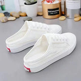 half slippers women's outer wear fashion 2021 new summer women's shoes mesh breathable white shoes Korean shoes