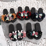 New Women Summer Red Beach Sandals Slipper Indoor Outdoor Flip-flops Beach Shoes Fashion Female Casual Flower