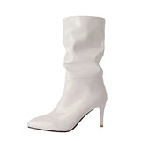 Breakj Fashion Women's Boots Painted Leather Pointed Thin Heel Middle Boots