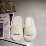 Breakj Hairy Slippers Women 2025 Autumn And Winter New Hairy Home Outside The Bottom Of The Wearing Plush