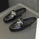Semi-Slippers Women's Korean Version 2024 New Muller Shoes Children Wear Flat-Soled Fashionable Square-Bottomed