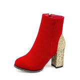 Breakj Ankle Boots Plus Size Thick Heel Women's Boots 31-50 Plus Size Suede Fall / Winter