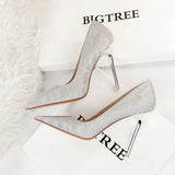 Breakj Retro High Heel Shallow Pointed Thin Heel Super High Heel Sexy Nightclub Women's Shoes High Heels Single