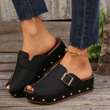 Breakj Bottom Buckle Buckle Stud Fish Mouth Slippers Women Wearing Belt Buckle British Wind Beach Cool