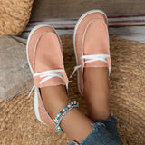 Breakj Women's Shoes New 2023 Leisure Lace With Flat-Bottomed Single Shoes One Foot Lazy