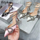 Style Glitter Rhinestones Silk Women Pumps Crystal bowknot Satin Spring Autumn Lady Shoes High heels Party Prom