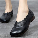 luxury brand leather autumn shoes for womens plus size 41 42 loafers female comfort flats Women's Comfort