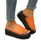 Summer New Women's Shoes Large Size Fashion Cake Thick Bottom One Word Cover Toe Wear Casual