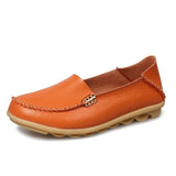 Women Shoes Woman Flats Genuine Leather Round toe Slip on Loafers Ladies Flat Shoes Skid proof Spring/Autumn